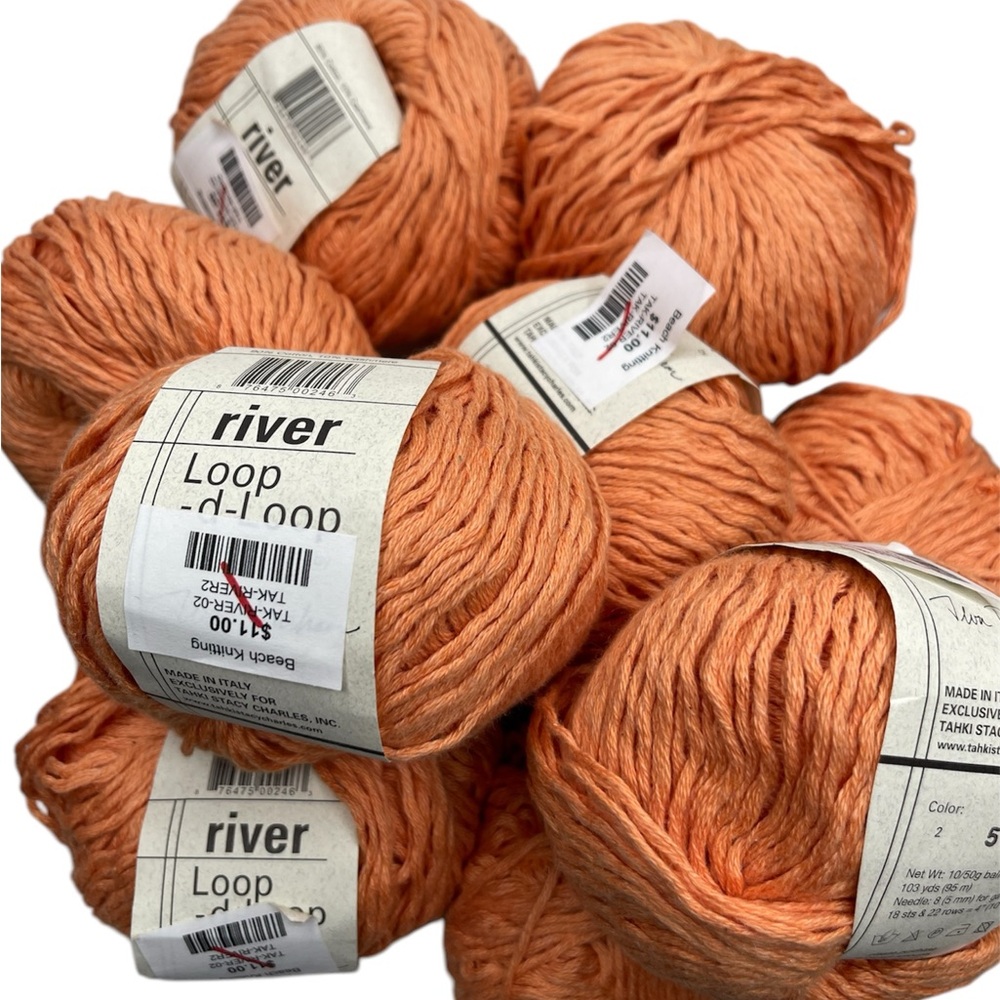 River Loop d Loop Orange Cashmere Cotton Soft Yarn bundle of 9 - Picture 3 of 3
